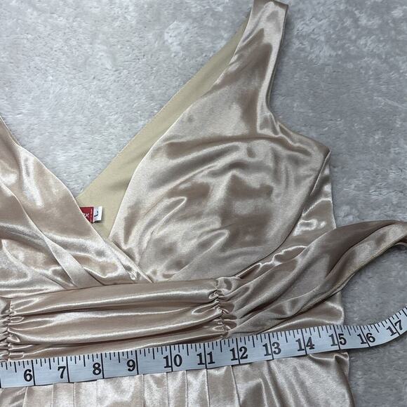 Ruby Rox Champagne Wrap-Front Balloon Hem Tie Dress L Vintage USA Coquette Chic - Picture 9 of 11